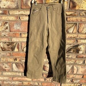 Paco Sports International Pants Mens Size W32 Khaki 5 Pocket Cotton Logos